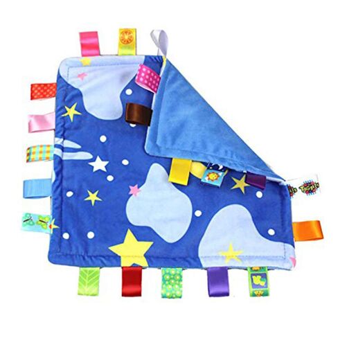 Blue Baby Tag,Baby Taggy Blanket - Blue with Cloud Tag, Taggy Blanket Best Gift for Newborn Boy and Girls in Kuwait