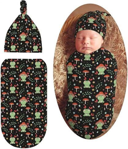 Purple Unicorn Swaddle Blanket with Beanie Hat Set Soft Newborn Swaddle Wrap Receiving Blanket Shower Gift in Kuwait