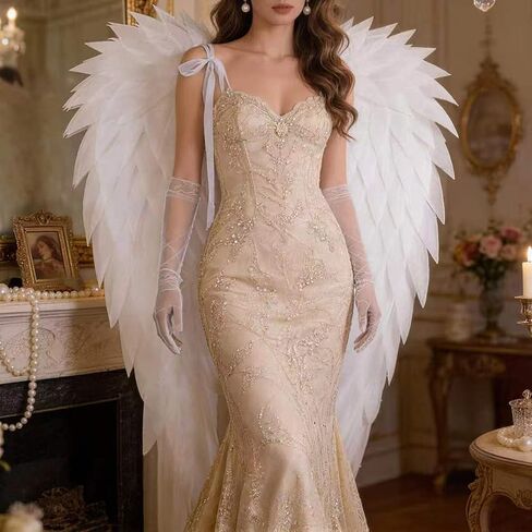 whitefeather Angel Wings Costume Accessory, Large 4.5', Lightweight for Adults, Halloween, Photography Prop in Kuwait