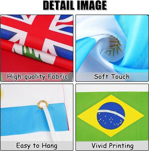 International Flag Decorations Photo Prop, Around the World Party Decor | Flags Frame Photography Booth, Temporary Tattoos and 48 Countries Handheld Flags on Stick for Country Sports Events in Kuwait
