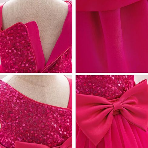IBTOM Castle Baby Girl First Birthday One Shoulder Dress Hot Pink 18-24M | Tulle Tutu Sequin Dress, Bowknot Toddler Flower Girl Wedding Guest Christmas Formal Pageant Party Gown in Kuwait