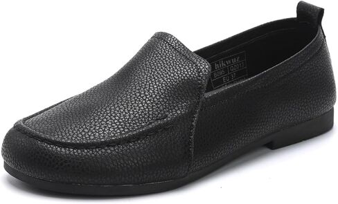 Women's Slip On Loafers Lightweight Round Toe Flats Comfortable Leather Casual Walking Shoes in Kuwait