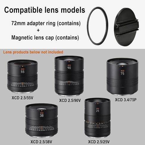 Magnetic Metal Lens Cap for Hasselblad X2DII/X2D/X1D/907 Camera XCD Series Lenses, 72mm/62mm/77mm Lens Cover Compatible XCD 3.5/90, XCD 2.5/55,XCD 2,5/55V，XCD 2,5/90V，XCD 2,5/38V，XCD 4/45P etc. in Kuwait