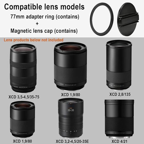 Magnetic Metal Lens Cap for Hasselblad X2DII/X2D/X1D/907 Camera XCD Series Lenses, 72mm/62mm/77mm Lens Cover Compatible XCD 3.5/90, XCD 2.5/55,XCD 2,5/55V，XCD 2,5/90V，XCD 2,5/38V，XCD 4/45P etc. in Kuwait