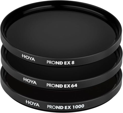 HOYA PRO ND-EX 77mm (3) Filter Kit with Case - Includes 3-Level (ND8), 6-Level (ND64), 10-Level (ND1000) 77mm Neutral Density Filters for Precision Light Reduction - Enhanced IR Protection in Kuwait