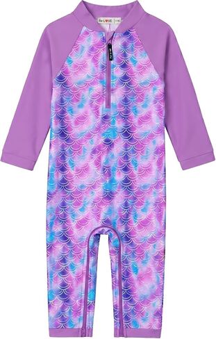 weVSwe Baby Girl UPF 50+ Rash Guard with Zipper 0-3 Years | Cute Long Sleeve UV Swimsuit, Easy On/Off, Quick-Dry & Stretchy, Perfect for Beach & Pool, OEKO-TEX certified in Saudi Arabia