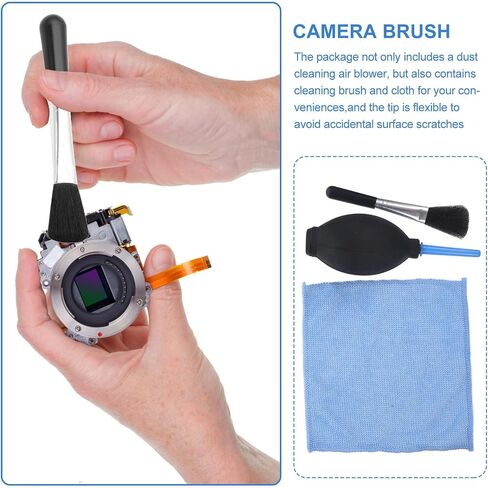 Professional Silicone Air Blower Pump with Long Nozzle for Camera and Keyboard Cleaning, Includes Cleaning Brush and Cloth for Sensor, Lens, and Screen Debris Removal in Kuwait