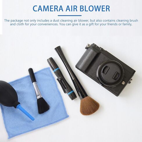 Professional Silicone Air Blower Pump with Long Nozzle for Camera and Keyboard Cleaning, Includes Cleaning Brush and Cloth for Sensor, Lens, and Screen Debris Removal in Kuwait