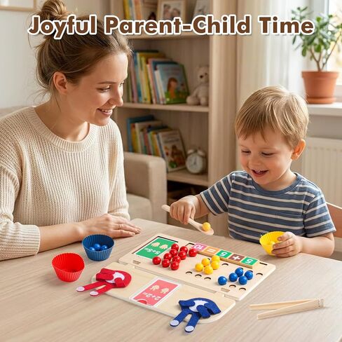 Math Manipulatives Montessori Toys for 3 Year Old Preschool Educational Toy | Two Boards & 3-in-1 Storage Learning Toys with Beads & Storage Cups Multi-Use Birthday Gifts for 3 4 5 Year Old Boys Girls in Kuwait