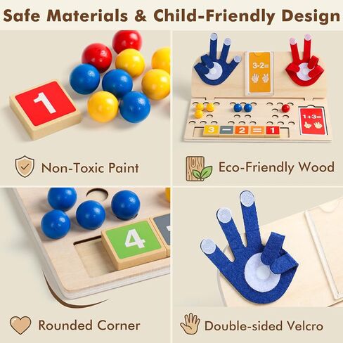 Math Manipulatives Montessori Toys for 3 Year Old Preschool Educational Toy | Two Boards & 3-in-1 Storage Learning Toys with Beads & Storage Cups Multi-Use Birthday Gifts for 3 4 5 Year Old Boys Girls in Kuwait