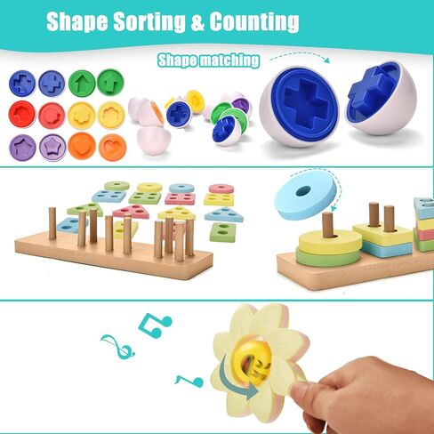 Baby Toys 6 to 12 Months 9 in 1 Montessori Teething Toys Sorting Sensory Educational Learning Gift for Toddlers Aged 1-3 in Kuwait