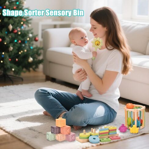 Baby Toys 6 to 12 Months 9 in 1 Montessori Teething Toys Sorting Sensory Educational Learning Gift for Toddlers Aged 1-3 in Kuwait