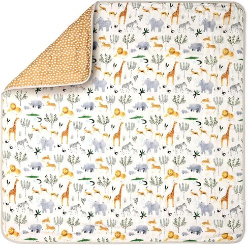 Loulou Lollipop Bamboo و Cotton Masslin Cleant بطانية - Safari Jungle ، 47 '× 47' ، للجنسين ، القراءة ، قيلولة ، وقت/وقت البطن in Kuwait