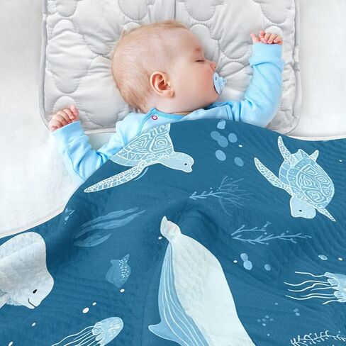 Pigsaly Cute Beluga Whales Baby Blankets 30 X 40 in Blue Animals Toddler Blanket Newborn Crib Blanket Nursery Bed Blankets for Stroller Toddler Bed Carseat in Kuwait