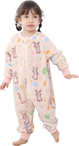 MICHLEY Baby Sleeping Bag Sack Flannel Wearable Blankets Pajamas 1-6Years | Flannel,Unisex Pajamas, Long Sleeve,Zipper, For Autumn Winter,Suitable Girls And Boys,Warm & Breathable in Kuwait