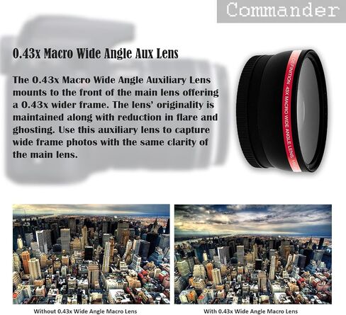58mm 28 Pc Accessory Kit for Canon EOS Rebel T3i, T5i, 300D, 700D DSLRs with 0.43x Wide Angle Lens, 2.2X Telephoto Lens, LED-Flash, 32GB SD, Filter & Macro Kits, Backpack Case, and More in Kuwait