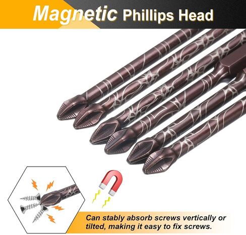 HARFINGTON 2pcs #2 Anti Slip Phillips Impact Screwdriver Bit PH2 1/4" Hex Shank 2.8" (70mm) Magnetic Cross Head Drill Bits Red Oxide S2 Steel Screw Driver Power Electric Tools, Red Brown in Kuwait
