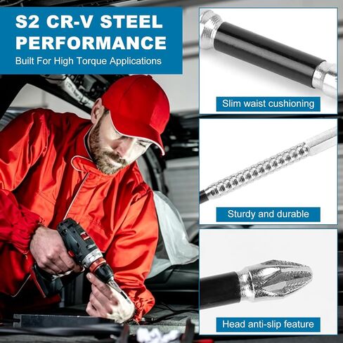 12Pcs High Magnetic Screwdriver Drill Bit Set,New K5 Impact Resistant Non Slip Bit with 2 Magnetic Rings,Fixion Tools Drill Bits,Antislip Magnetic Electric Screwdriver,25 50 65 70 90 150mm(2 Sets) in Kuwait