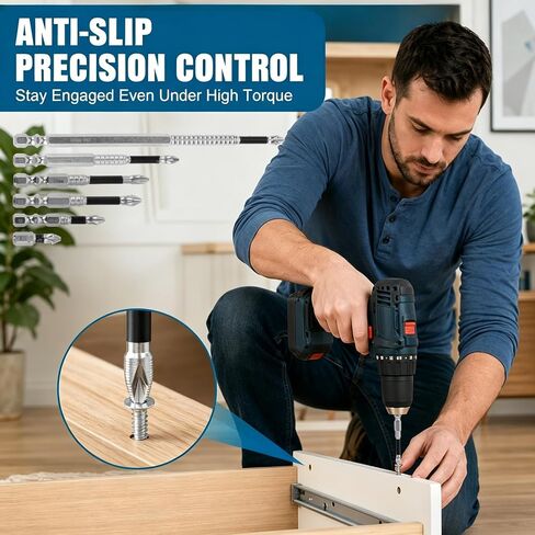 12Pcs High Magnetic Screwdriver Drill Bit Set,New K5 Impact Resistant Non Slip Bit with 2 Magnetic Rings,Fixion Tools Drill Bits,Antislip Magnetic Electric Screwdriver,25 50 65 70 90 150mm(2 Sets) in Kuwait