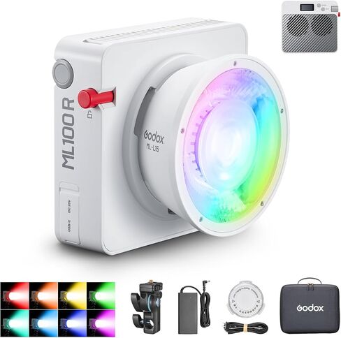 Godox ML100R CRI 95+ RGB LED Video Light | Full RGB spectrum with 36000+ colors for creative lighting. High CRI 95+ ensures accurate natural color rendering. in Kuwait