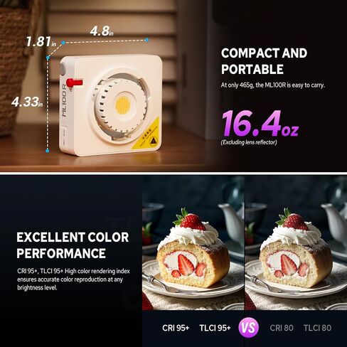 Godox ML100R CRI 95+ RGB LED Video Light | Full RGB spectrum with 36000+ colors for creative lighting. High CRI 95+ ensures accurate natural color rendering. in Kuwait