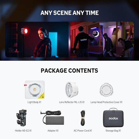 Godox ML100R CRI 95+ RGB LED Video Light | Full RGB spectrum with 36000+ colors for creative lighting. High CRI 95+ ensures accurate natural color rendering. in Kuwait