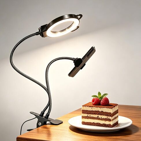 Desk Lamp, Ring Light for Laptop Desk Clip On, LED Reading Light with Clamp, Silicone Flexible Arm Book Light, Video Conference Lighting with Stand for Phone/Zoom Meeting/Video Call/Recording in Kuwait