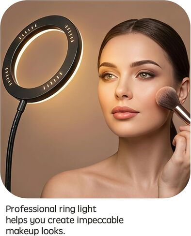 Desk Lamp, Ring Light for Laptop Desk Clip On, LED Reading Light with Clamp, Silicone Flexible Arm Book Light, Video Conference Lighting with Stand for Phone/Zoom Meeting/Video Call/Recording in Kuwait