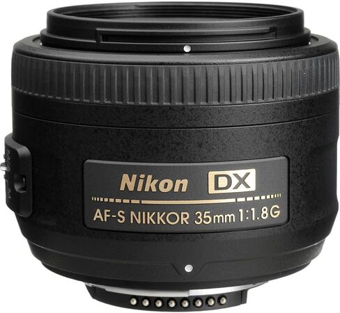 Nikon - AF-S DX NIKKOR 35mm f/1.8G Standard Lens (2183) & Tripod Bundle | For Photography & Video + 64GB Memory Card + Backpack + Cleaning Kit + Filter Kit + Card Reader + Cap Keeper in Kuwait