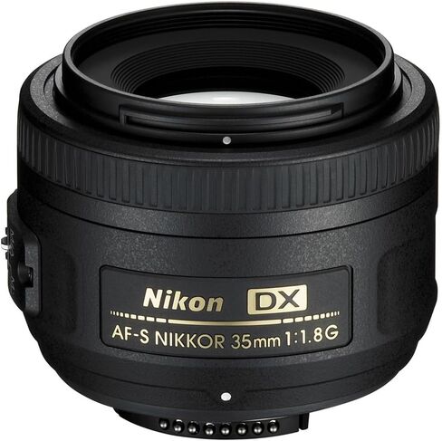 Nikon - AF-S DX NIKKOR 35mm f/1.8G Standard Lens (2183) & Tripod Bundle | For Photography & Video + 64GB Memory Card + Backpack + Cleaning Kit + Filter Kit + Card Reader + Cap Keeper in Kuwait