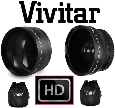 HD 2-Pc Lens Kit Telephoto & Wide Angle Lens Set for Fujifilm Finepix HS35EXR in Kuwait