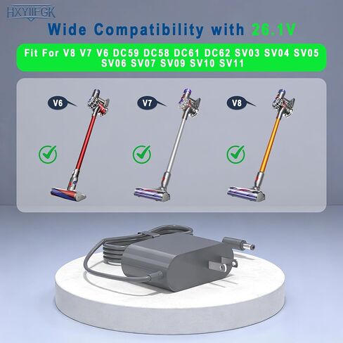 26.1V Cordless Vacuum Cleaner Charger Compatible with Dyson V6 V7 V8 SV04 | SV03 DC59 DC58 DC62,Absolute Animal Motorhead 209468-01 209568-01 967813-02 205720-02 Power Cord (Not for V10/V11/V12 Models) in Kuwait
