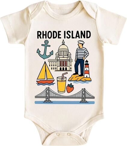 Rhode Island Baby Bodysuit for Boys Girls, Ocean State Infant Outfit, Providence Newport Warwick Gift in Kuwait