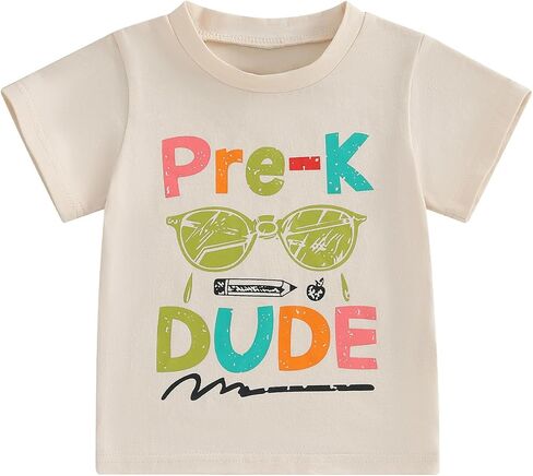 Back to School Clothes Girls Boys School Shirts Short Sleeve Letter Print 2T 3T 4T 5T 6T 7T Girls Boys Tops in Kuwait