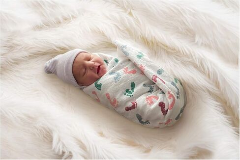 PILL THING Baby Hospital Receiving Swaddle Blanket - Original Baby Footprint Design Breathable 100% Cotton - Durable Hospital Quality - Generous Size - (Newborn, 1 Pack) in Kuwait