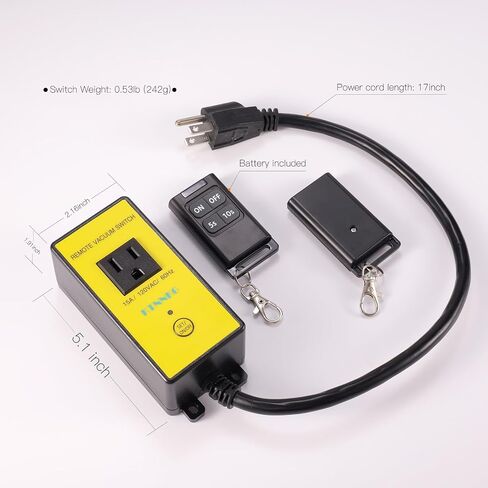 Remote Automatic Vacuum Switch, 120V Wireless Dust Collector Starter Outlet, Auto On Off Switch with 2 Remotes, Support 5S 10S Delay(Continue Clearing Debris) in Saudi Arabia
