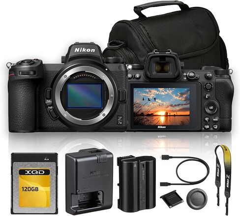 Nikon Z7 II Mirrorless Camera with NIKKOR Z 28-400mm f/4-8 VR Lens Bundle, 45.7MP Full Frame Digital Camera, 4K60 Video, Dual EXPEED 6, 493-Point AF + 120GB XQD Memory Card + Camera Bag | For Photography & Video | 45.7MP Full Frame Mirrorless Camera | 4K6 in Kuwait