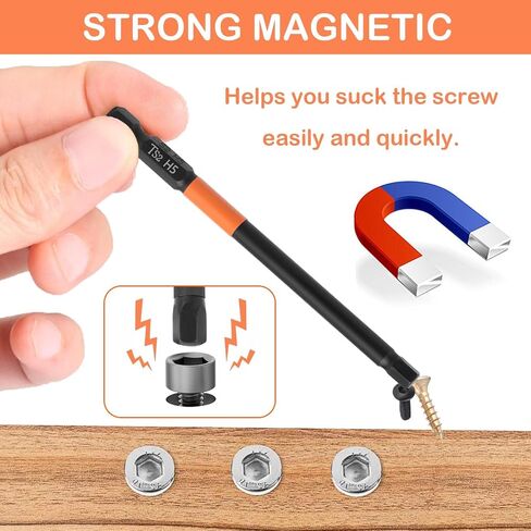 JONMON Magnetic Hex Allen Wrench Screwdriver Bits Set - H2-H6 Quick Change S2 Steel Impact Drill Bits, 1/4 Inch Shank, 3.93 Inch Length for Power and Hand Tools in Kuwait