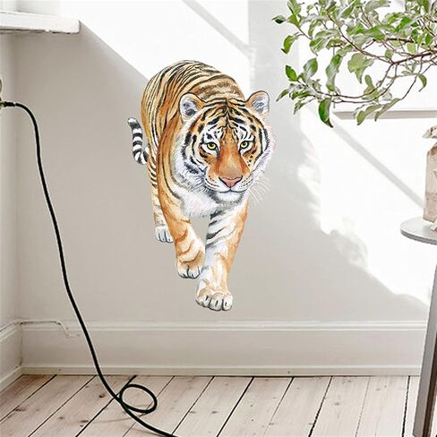 ROFARSO Lifelike Cool Tiger Jungle Animal Wall Stickers Removable Wall Decals Art Decorations Decor for Bedroom Living Room Murals in Kuwait