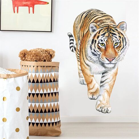 ROFARSO Lifelike Cool Tiger Jungle Animal Wall Stickers Removable Wall Decals Art Decorations Decor for Bedroom Living Room Murals in Kuwait