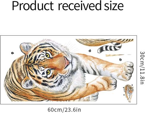 ROFARSO Lifelike Cool Tiger Jungle Animal Wall Stickers Removable Wall Decals Art Decorations Decor for Bedroom Living Room Murals in Kuwait