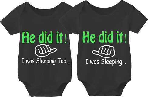 YSCULBUTOL Baby Twins Bodysuits She Did It He Did It Infant Cute Clothes Unisex Twin Romper Toddler Outfits in Saudi Arabia