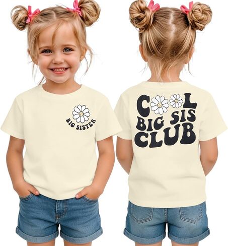 قميص LOTUCY للفتيات الصغيرات، قميص الأخت الكبرى، زي رائع لإعلان نادي Big Sis | تمت ترقيته إلى قمصان Big Sister للفتيات الصغيرات بأكمام قصيرة وقمصان Big Sis in Kuwait