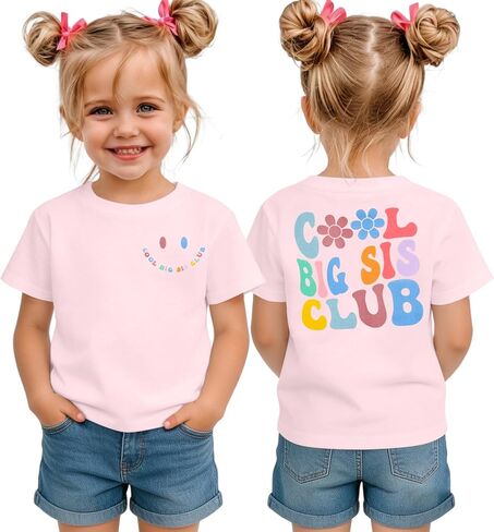 LOTUCY Toddler Girls Big Sister Shirt Cool Big Sis Club Announcement Outfit | Promoted to Big Sister Shirts for Baby Girls Short Sleeve Tees Big Sis Tops in Saudi Arabia