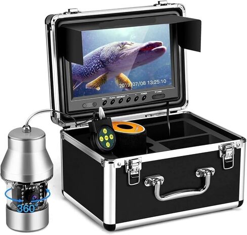 Fishing Camera Video Fish Finder DVR Function 9 inch Large Color Screen 360° Horizontal Panning in Kuwait