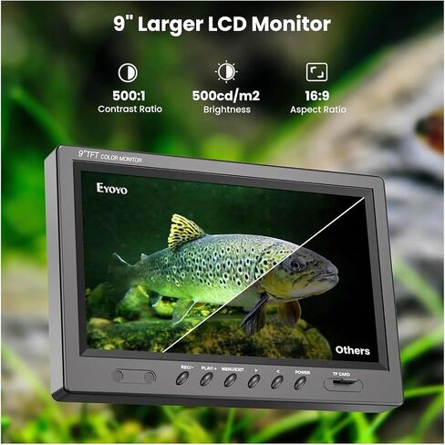 Fishing Camera Video Fish Finder DVR Function 9 inch Large Color Screen 360° Horizontal Panning in Kuwait