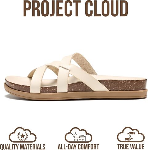 Project Cloud Non-Slip Summer Slides for Women & Lightweight Womens Sandals | Summer Sandals for Women with Plush and Soft Insole Womens Sandals Comfortable Non Slip and Lightweight Women Footwear in Kuwait