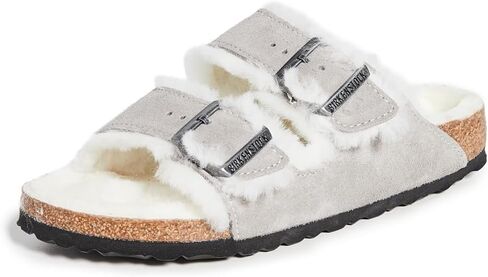 Birkenstock Women's Arizona Shearling Sandals, Stone Coin/Natural, 6 Narrow US in Kuwait