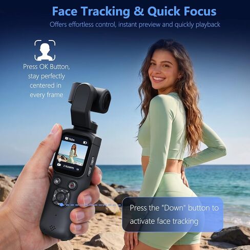 4K Pocket Camera for Vlogging,75MP Vlogging Camera with 330° Rotating Lens | WiFi,1.72" Touch Screen,Face Tracking,16GB TF Card & Tripod,Pocket Video Camera for Daily Recording in Kuwait