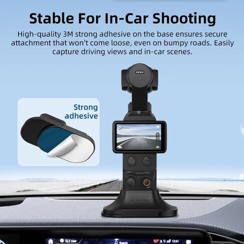 BRDRC Stand Base Mount & Mini LED Fill Light for Pocket 3/4, Non-Slip Desktop/Car Dashboard with Adhesive Base, Cold/Hot Shoe Vlogging Light Attachment for Pocket 3/4 Accessories in Kuwait